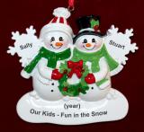 Family Christmas Ornament White Xmas Just the 2 Kids Personalized FREE at PersonalizedOrnamentsMarket.com by Russell Rhodes