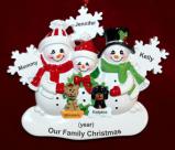 Single Mom Christmas Ornament 2 Kids White Xmas Snowflake with 2 Dogs, Cats, Pets Custom Add-ons Personalized FREE at PersonalizedOrnamentsMarket.com by Russell Rhodes