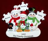 Single Mom Christmas Ornament 2 Kids White Xmas Snowflake with 3 Dogs, Cats, Pets Custom Add-ons Personalized FREE at PersonalizedOrnamentsMarket.com by Russell Rhodes