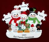 Single Mom Christmas Ornament 2 Kids White Xmas Snowflake with 4 Dogs, Cats, Pets Custom Add-ons Personalized FREE at PersonalizedOrnamentsMarket.com by Russell Rhodes