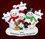 Family Chrstmas Ornament for 3 White Xmas Snowflake with 2 Dogs, Cats, Pets Custom Add-ons Personalized FREE at PersonalizedOrnamentsMarket.com by Russell Rhodes