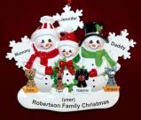 Family Chrstmas Ornament for 3 White Xmas Snowflake with 4 Dogs, Cats, Pets Custom Add-ons Personalized FREE at PersonalizedOrnamentsMarket.com by Russell Rhodes