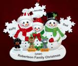 Single Dad Christmas Ornament 2 Kids White Xmas Snowflake with 3 Dogs, Cats, Pets Custom Add-ons Personalized FREE at PersonalizedOrnamentsMarket.com by Russell Rhodes