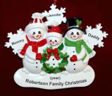 Family Christmas Ornament White Xmas for 3 Personalized FREE at PersonalizedOrnamentsMarket.com by Russell Rhodes