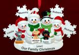 Single Mom Christmas Ornament 3 Kids White Xmas Snowflake with 3 Dogs, Cats, Pets Custom Add-ons Personalized FREE at PersonalizedOrnamentsMarket.com by Russell Rhodes