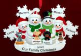 Single Mom Christmas Ornament 3 Kids White Xmas Snowflake with 4 Dogs, Cats, Pets Custom Add-ons Personalized FREE at PersonalizedOrnamentsMarket.com by Russell Rhodes