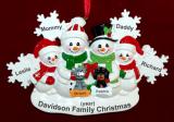 Family Chrstmas Ornament for 4 White Xmas Snowflake with 2 Dogs, Cats, Pets Custom Add-ons Personalized FREE at PersonalizedOrnamentsMarket.com by Russell Rhodes