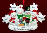 Single Dad Christmas Ornament 3 Kids White Xmas Snowflake with 2 Dogs, Cats, Pets Custom Add-ons Personalized FREE at PersonalizedOrnamentsMarket.com by Russell Rhodes