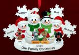 Single Dad Christmas Ornament 3 Kids White Xmas Snowflake with 4 Dogs, Cats, Pets Custom Add-ons Personalized FREE at PersonalizedOrnamentsMarket.com by Russell Rhodes