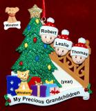 Our Xmas Tree Grandparents Christmas Ornament 3 Grandkids with 1 Dog, Cat, Pets Custom Add-on Personalized FREE at PersonalizedOrnamentsMarket.com by Russell Rhodes