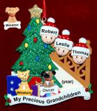 Our Xmas Tree Grandparents Christmas Ornament 3 Grandkids with 2 Dogs, Cats, Pets Custom Add-ons Personalized FREE at PersonalizedOrnamentsMarket.com by Russell Rhodes