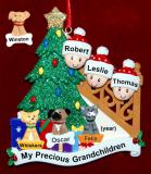 Our Xmas Tree Grandparents Christmas Ornament 3 Grandkids with 3 Dogs, Cats, Pets Custom Add-ons Personalized FREE at PersonalizedOrnamentsMarket.com by Russell Rhodes