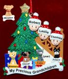 Our Xmas Tree Grandparents Christmas Ornament 3 Grandkids with 4 Dogs, Cats, Pets Custom Add-ons Personalized FREE at PersonalizedOrnamentsMarket.com by Russell Rhodes