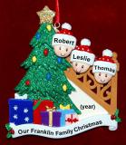 Our Xmas Tree Christmas Ornament for Families of 3 Personalized FREE at PersonalizedOrnamentsMarket.com by Russell Rhodes