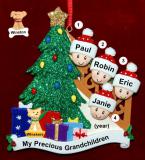 Our Xmas Tree Grandparents Christmas Ornament 4 Grandkids with 1 Dog, Cat, Pets Custom Add-on Personalized FREE at PersonalizedOrnamentsMarket.com by Russell Rhodes