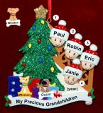 Our Xmas Tree Grandparents Christmas Ornament 4 Grandkids with 2 Dogs, Cats, Pets Custom Add-ons Personalized FREE at PersonalizedOrnamentsMarket.com by Russell Rhodes