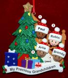 Our Xmas Tree Grandparents Christmas Ornament 4 Grandkids Mixed Race Biracial Personalized FREE at PersonalizedOrnamentsMarket.com by Russell Rhodes