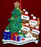 Our Xmas Tree Mixed Race Biracial Christmas Ornament for Families of 4 Personalized FREE at PersonalizedOrnamentsMarket.com by Russell Rhodes