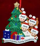 Our Xmas Tree Christmas Ornament for Families of 4 Personalized FREE at PersonalizedOrnamentsMarket.com by Russell Rhodes