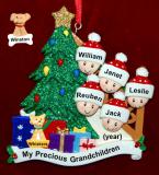 Our Xmas Tree Grandparents Christmas Ornament 5 Grandkids with 1 Dog, Cat, Pets Custom Add-on Personalized FREE at PersonalizedOrnamentsMarket.com by Russell Rhodes