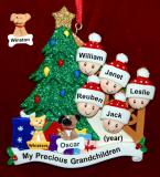 Our Xmas Tree Grandparents Christmas Ornament 5 Grandkids with 2 Dogs, Cats, Pets Custom Add-ons Personalized FREE at PersonalizedOrnamentsMarket.com by Russell Rhodes