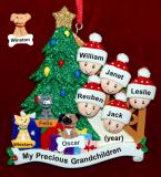 Our Xmas Tree Grandparents Christmas Ornament 5 Grandkids with 3 Dogs, Cats, Pets Custom Add-ons Personalized FREE at PersonalizedOrnamentsMarket.com by Russell Rhodes