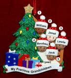 Our Xmas Tree Grandparents Christmas Ornament 5 Grandkids Mixed Race Biracial Personalized FREE at PersonalizedOrnamentsMarket.com by Russell Rhodes