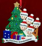 Our Xmas Tree Grandparents Christmas Ornament 5 Grandkids Personalized FREE at PersonalizedOrnamentsMarket.com by Russell Rhodes