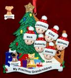 Our Xmas Tree Grandparents Christmas Ornament 6 Grandkids with 2 Dogs, Cats, Pets Custom Add-ons Personalized FREE at PersonalizedOrnamentsMarket.com by Russell Rhodes