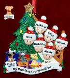 Our Xmas Tree Grandparents Christmas Ornament 6 Grandkids with 3 Dogs, Cats, Pets Custom Add-ons Personalized FREE at PersonalizedOrnamentsMarket.com by Russell Rhodes