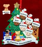 Our Xmas Tree Grandparents Christmas Ornament 6 Grandkids Mixed Race BiRacial with 2 Dogs, Cats, Pets Custom Add-ons Personalized FREE at PersonalizedOrnamentsMarket.com by Russell Rhodes