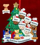 Our Xmas Tree Grandparents Christmas Ornament 6 Grandkids Mixed Race BiRacial with 3 Dogs, Cats, Pets Custom Add-ons Personalized FREE at PersonalizedOrnamentsMarket.com by Russell Rhodes