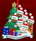 Our Xmas Tree Grandparents Christmas Ornament 6 Grandkids Mixed Race Biracial Personalized FREE at PersonalizedOrnamentsMarket.com by Russell Rhodes