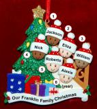 Our Xmas Tree Mixed Race Biracial Christmas Ornament for Families of 6 Personalized FREE at PersonalizedOrnamentsMarket.com by Russell Rhodes