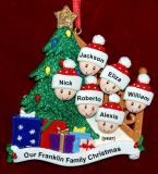 Our Xmas Tree Christmas Ornament for Families of 6 Personalized FREE at PersonalizedOrnamentsMarket.com by Russell Rhodes