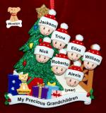 Our Xmas Tree Grandparents Christmas Ornament 7 Grandkids with 1 Dog, Cat, Pets Custom Add-on Personalized FREE at PersonalizedOrnamentsMarket.com by Russell Rhodes