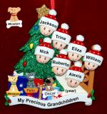 Our Xmas Tree Grandparents Christmas Ornament 7 Grandkids with 3 Dogs, Cats, Pets Custom Add-ons Personalized FREE at PersonalizedOrnamentsMarket.com by Russell Rhodes