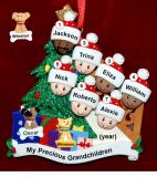 Our Xmas Tree Grandparents Christmas Ornament 7 Grandkids Mixed Race BiRacial with 2 Dogs, Cats, Pets Custom Add-ons Personalized FREE at PersonalizedOrnamentsMarket.com by Russell Rhodes