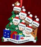 Our Xmas Tree Grandparents Christmas Ornament 7 Grandkids Mixed Race Biracial Personalized FREE at PersonalizedOrnamentsMarket.com by Russell Rhodes