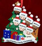 Our Xmas Tree Mixed Race Biracial Christmas Ornament for Families of 7 Personalized FREE at PersonalizedOrnamentsMarket.com by Russell Rhodes