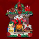 Single Mom Christmas Ornament Fireplace with 1 Child Plus 1 Dog, Cat, or Other Pet Custom Add-on Personalized FREE at PersonalizedOrnamentsMarket.com by Russell Rhodes