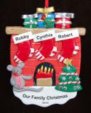 Fireplace Christmas Ornament 3 Stockings Personalized FREE at PersonalizedOrnamentsMarket.com by Russell Rhodes