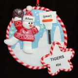 Snowy Fun Basketball Christmas Ornament Personalized FREE at PersonalizedOrnamentsMarket.com by Russell Rhodes