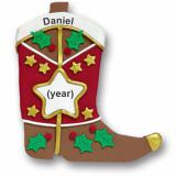 Western Boot Christmas Ornament Personalized FREE at PersonalizedOrnamentsMarket.com by Russell Rhodes