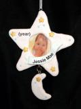 Star Frame Baby Girl Christmas Ornament Personalized FREE at PersonalizedOrnamentsMarket.com by Russell Rhodes