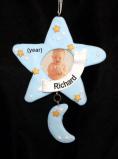 Star Frame Baby Boy Christmas Ornament Personalized FREE at PersonalizedOrnamentsMarket.com by Russell Rhodes