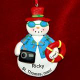 Winter Holiday Snowman Christmas Ornament Personalized FREE at PersonalizedOrnamentsMarket.com by Russell Rhodes