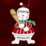 Snowman Baseball Christmas Ornament Personalized FREE at PersonalizedOrnamentsMarket.com by Russell Rhodes