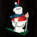 Snowman Skiing Christmas Ornament Personalized FREE at PersonalizedOrnamentsMarket.com by Russell Rhodes