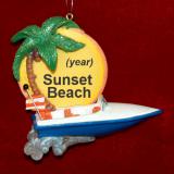 Sun and Fun Boating Christmas Ornament Personalized FREE at PersonalizedOrnamentsMarket.com by Russell Rhodes